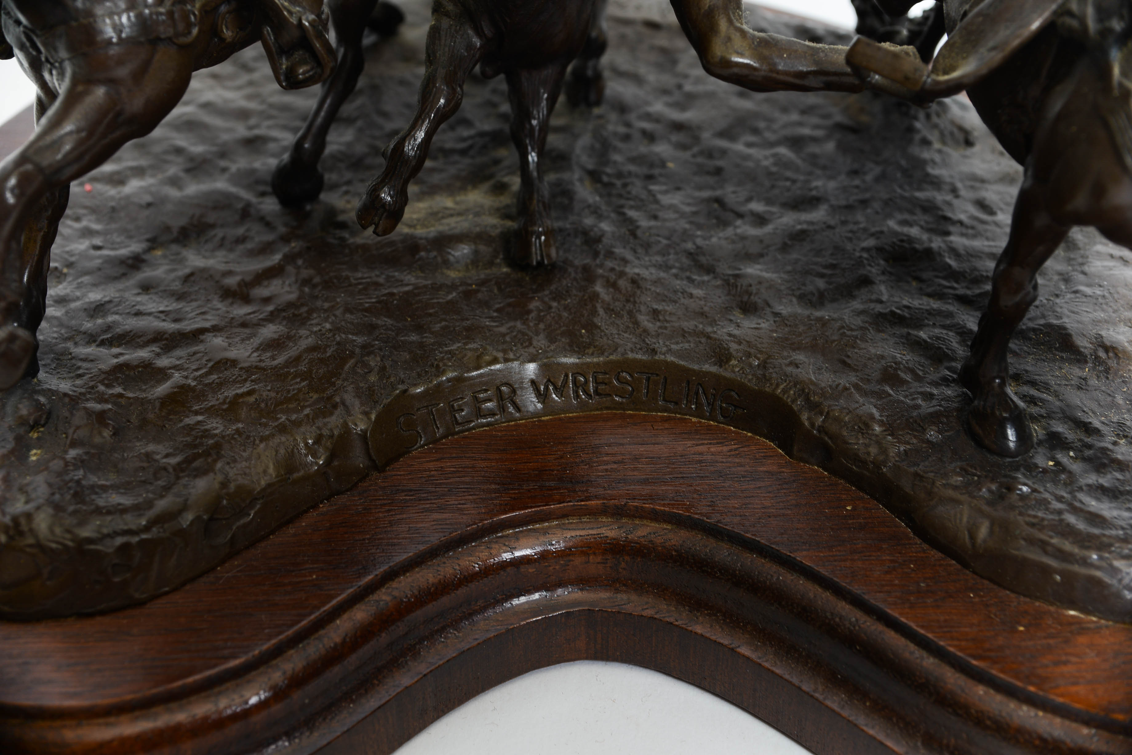Don Polland Bronze "Steer Wrestling" Sculpture