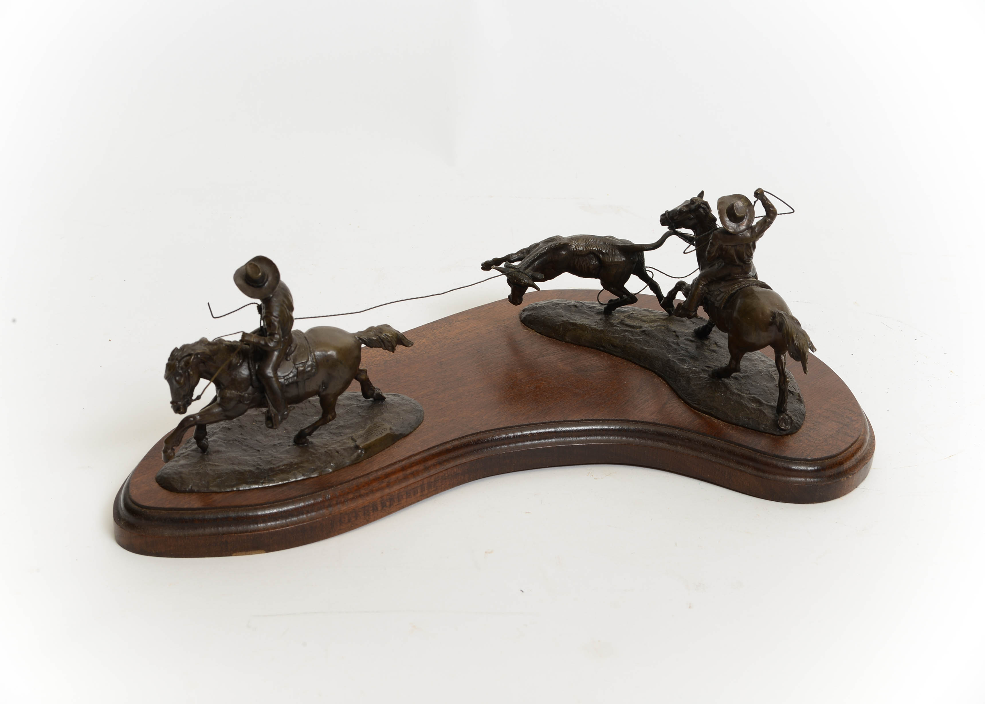 Don Polland Bronze "Header and Heeler Team Roping" Sculpture