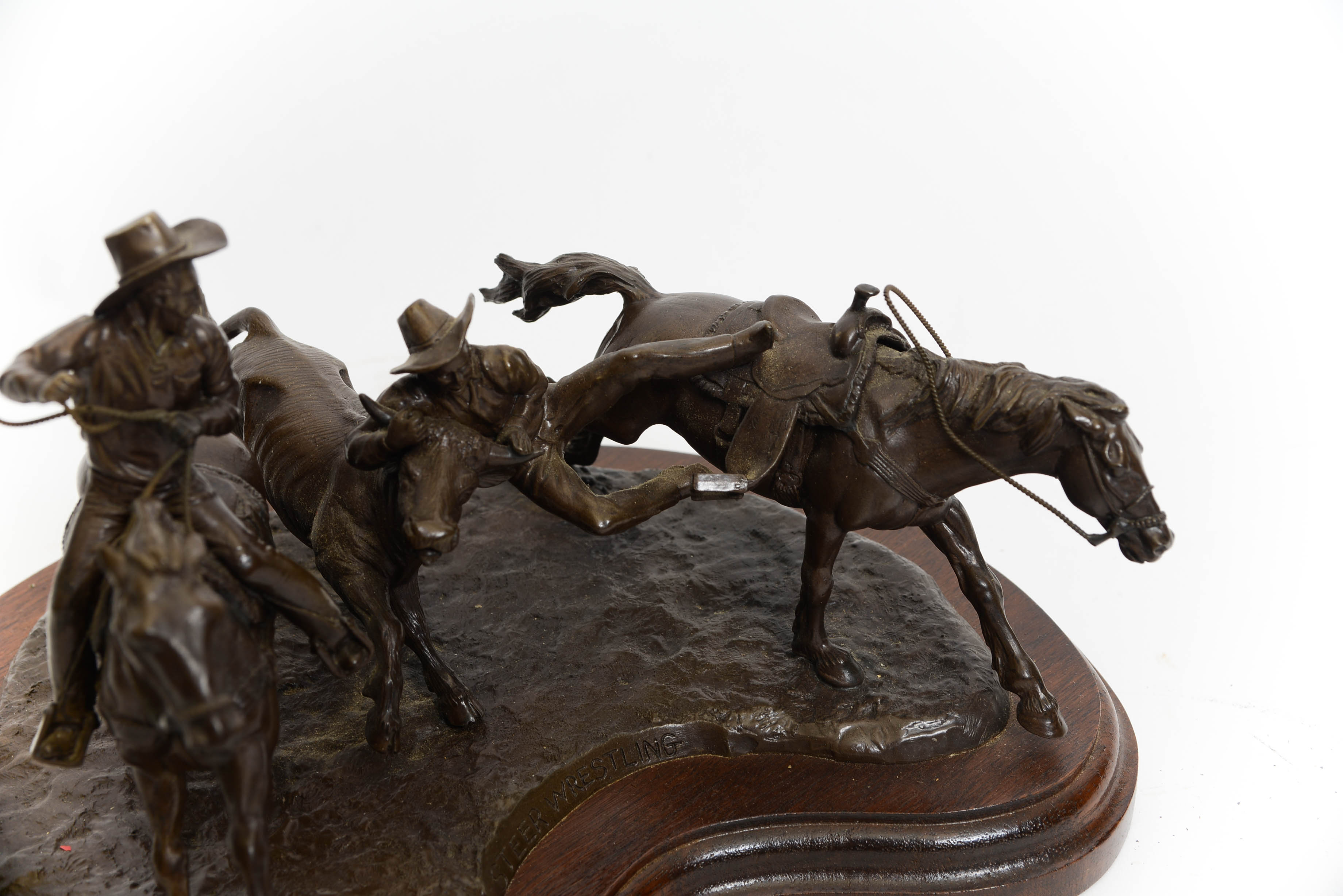 Don Polland Bronze "Steer Wrestling" Sculpture
