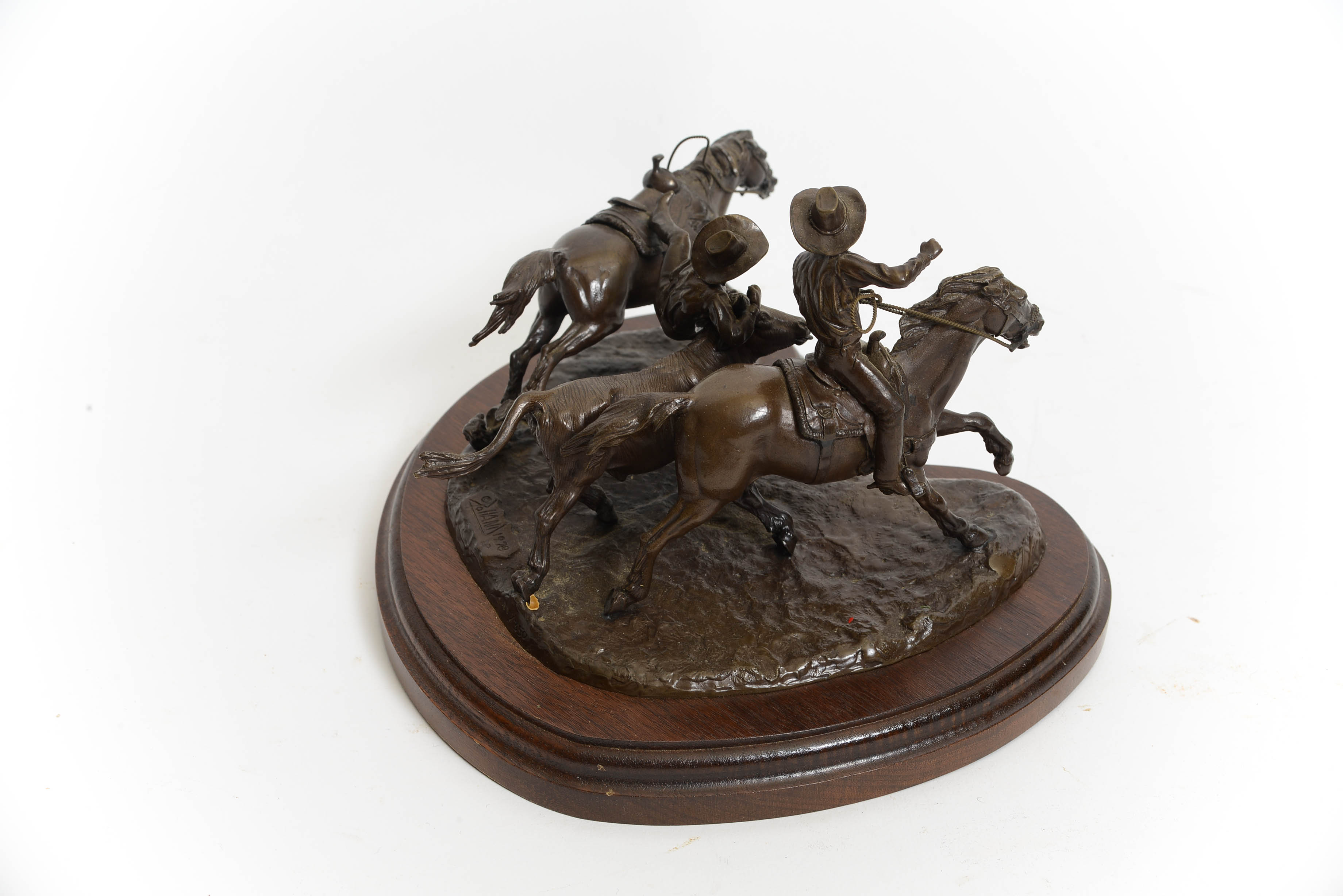 Don Polland Bronze "Steer Wrestling" Sculpture