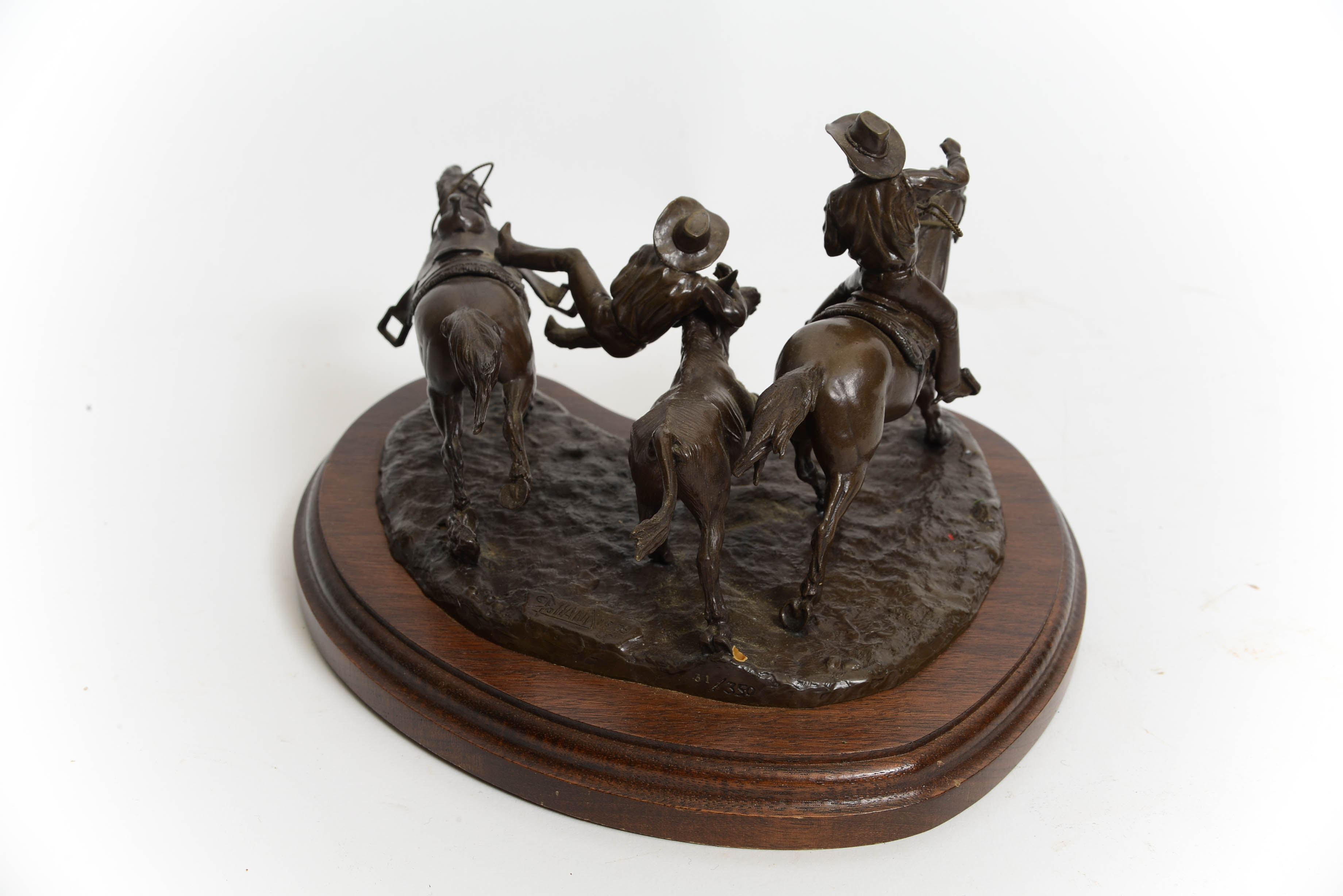 Don Polland Bronze "Steer Wrestling" Sculpture