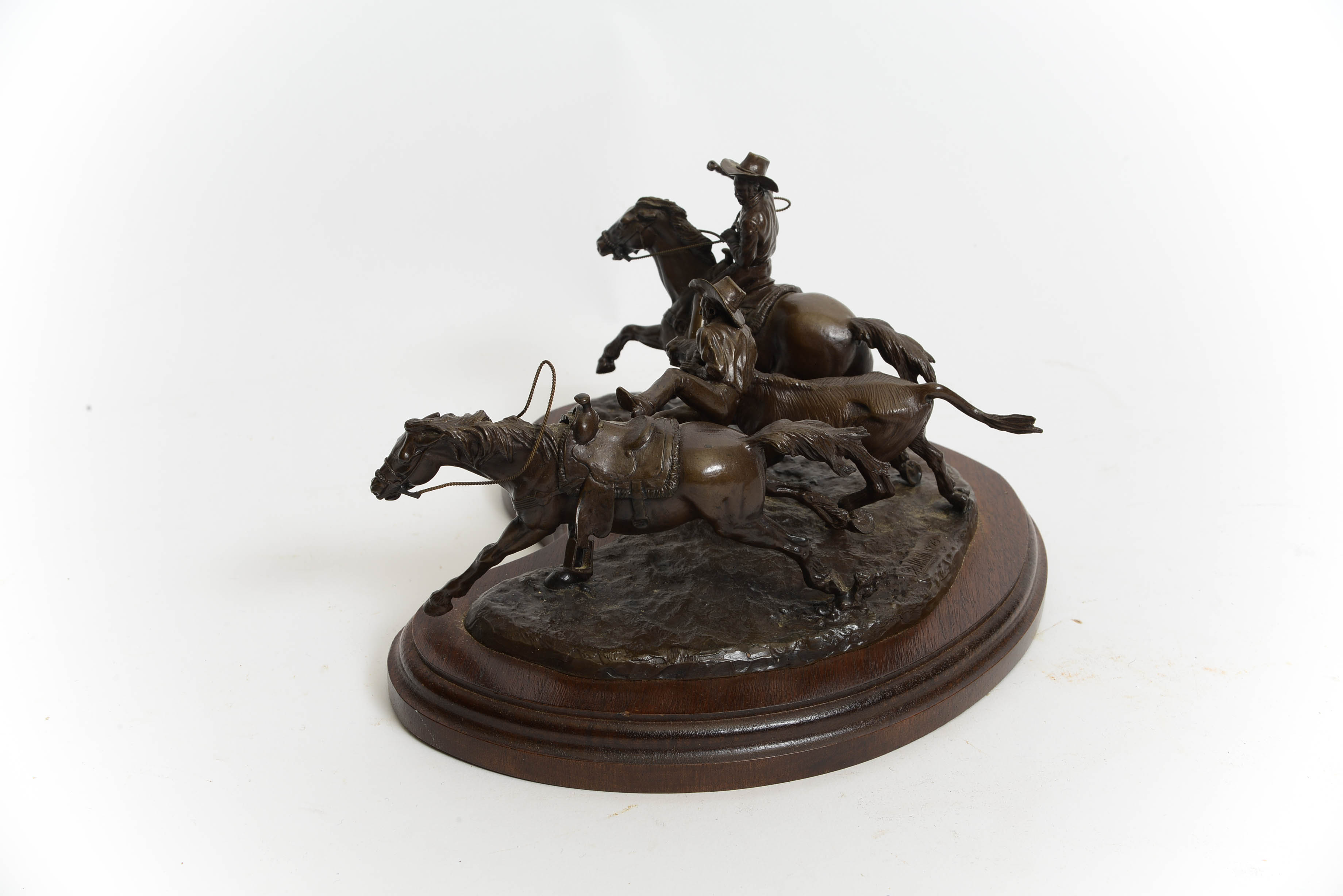 Don Polland Bronze "Steer Wrestling" Sculpture