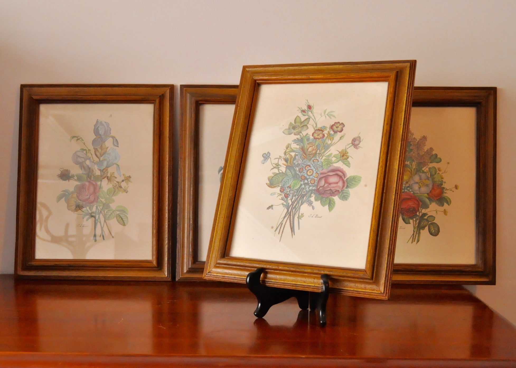 Four Vintage Floral Framed Lithographs