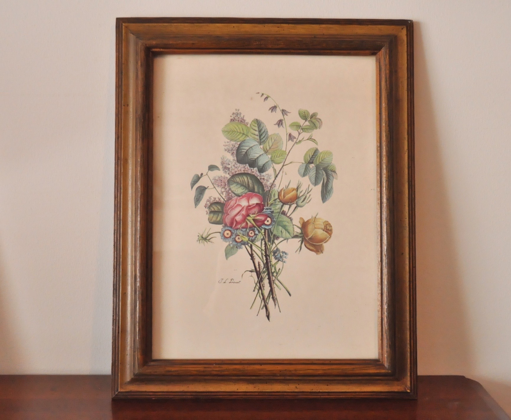 Four Vintage Floral Framed Lithographs
