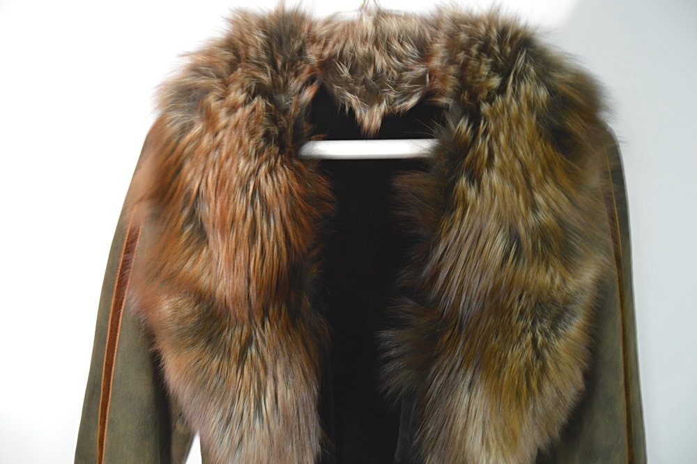 Designer Monica Rindi Italian Shearling and Red Fox Fur Jacket