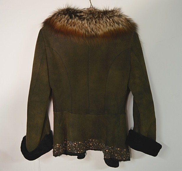Designer Monica Rindi Italian Shearling and Red Fox Fur Jacket