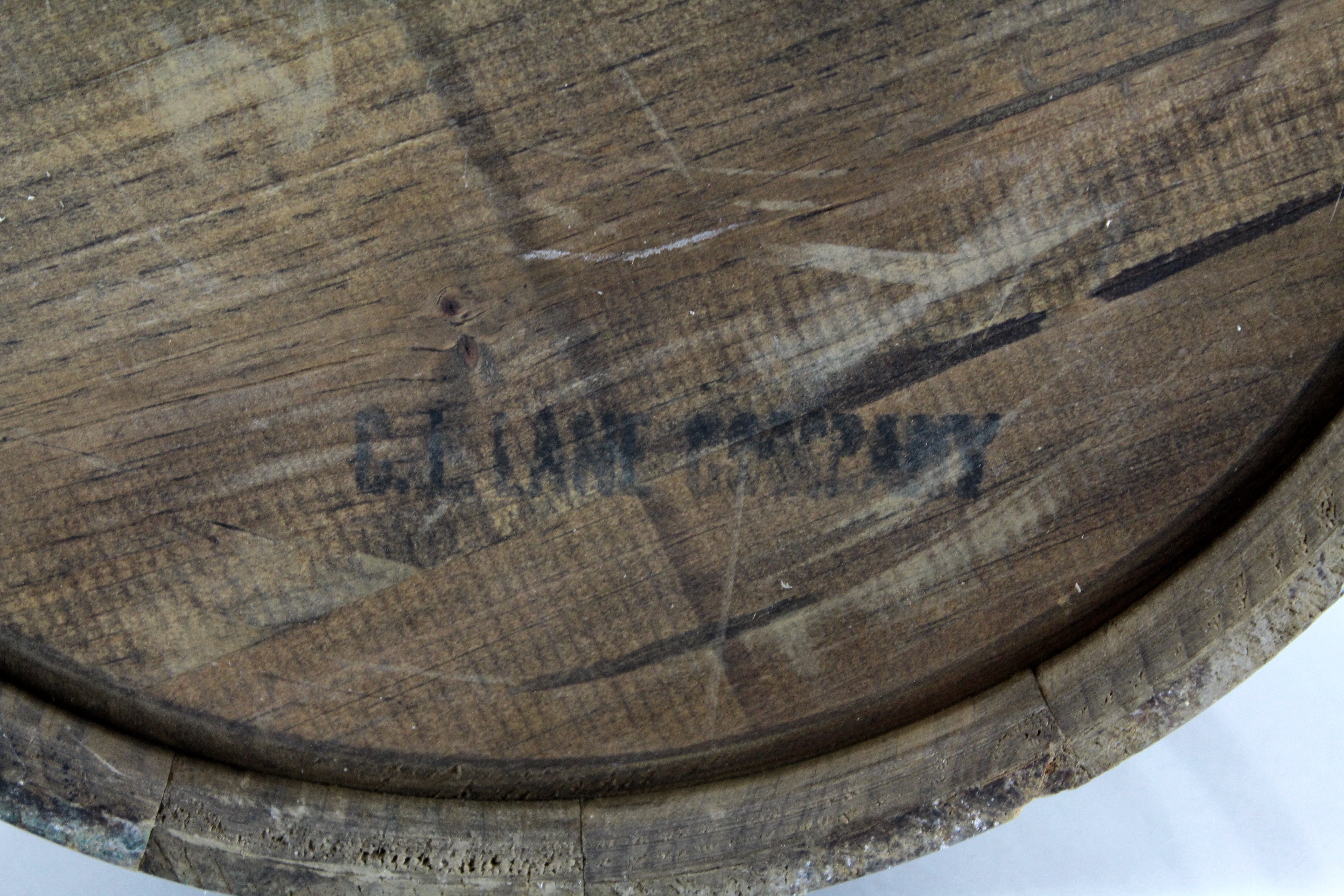 Primitive Round Wooden Ice Bucket With Lid And Handle