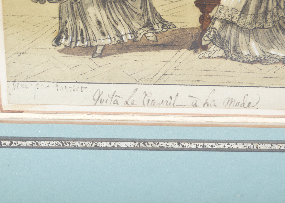Hand-Colored Engraving of Two Ladies