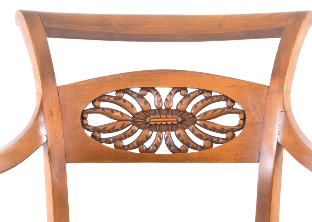 Pair of Pierced-Back Wooden Armchairs