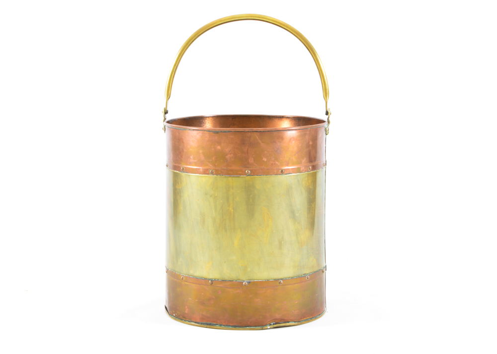 Large Riveted Copper and Brass Bucket