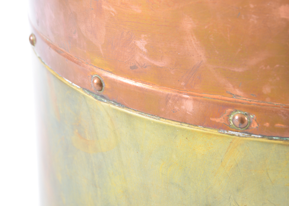 Large Riveted Copper and Brass Bucket
