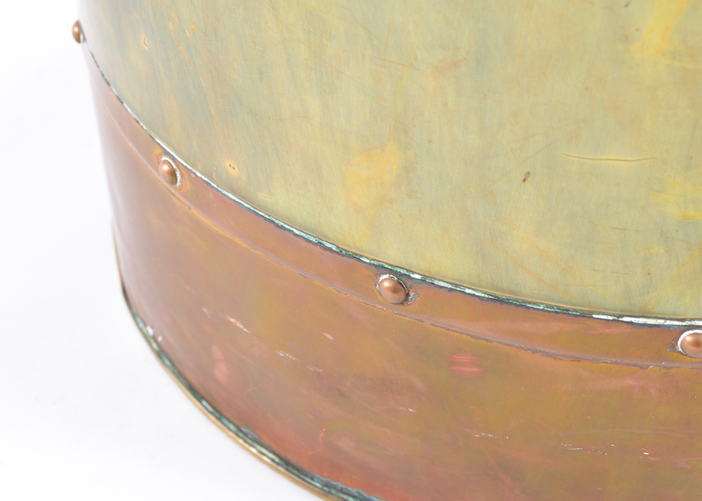Large Riveted Copper and Brass Bucket