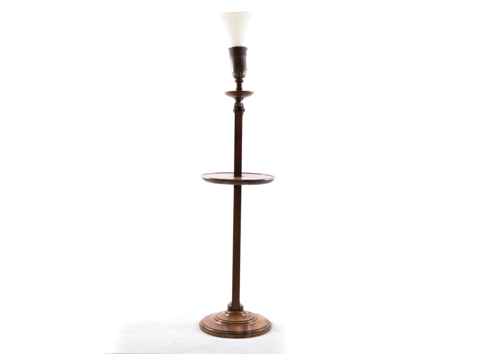Adjustable Torchiere with Waffle Pattern Milk Glass Shade