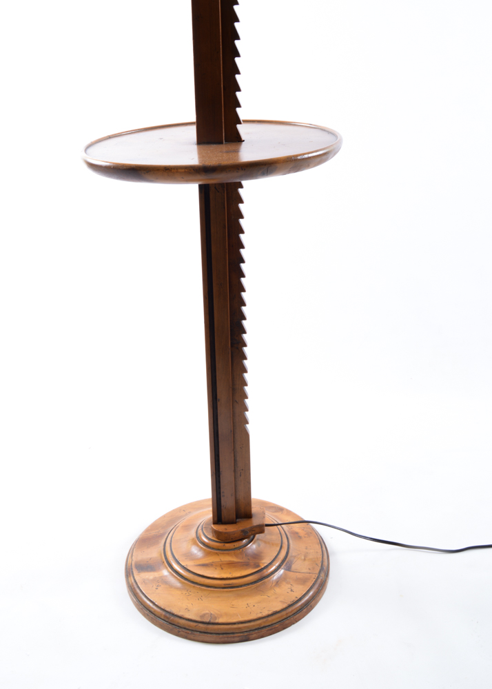 Adjustable Torchiere with Waffle Pattern Milk Glass Shade