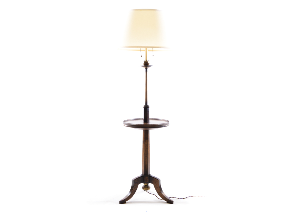 Frederick Cooper Brass and Wood Floor Lamp