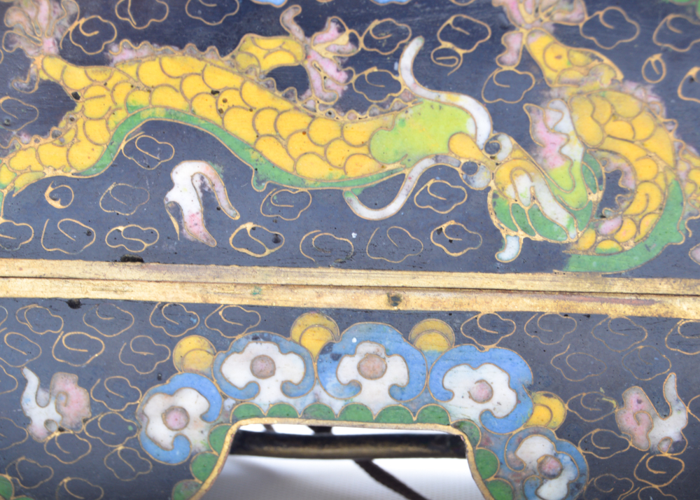 Enameled Metal Chinese Dragon Purse with Decorative Plate