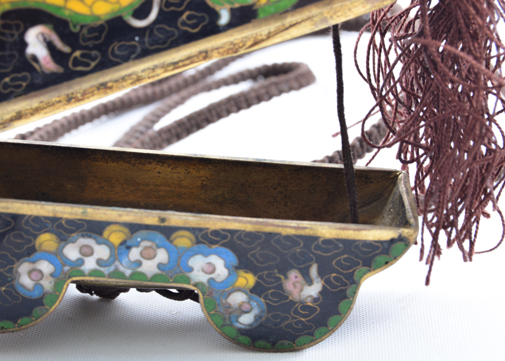 Enameled Metal Chinese Dragon Purse with Decorative Plate