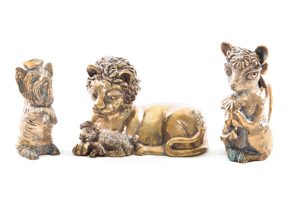 Grouping of Signed and Numbered Brass Animal Figurines
