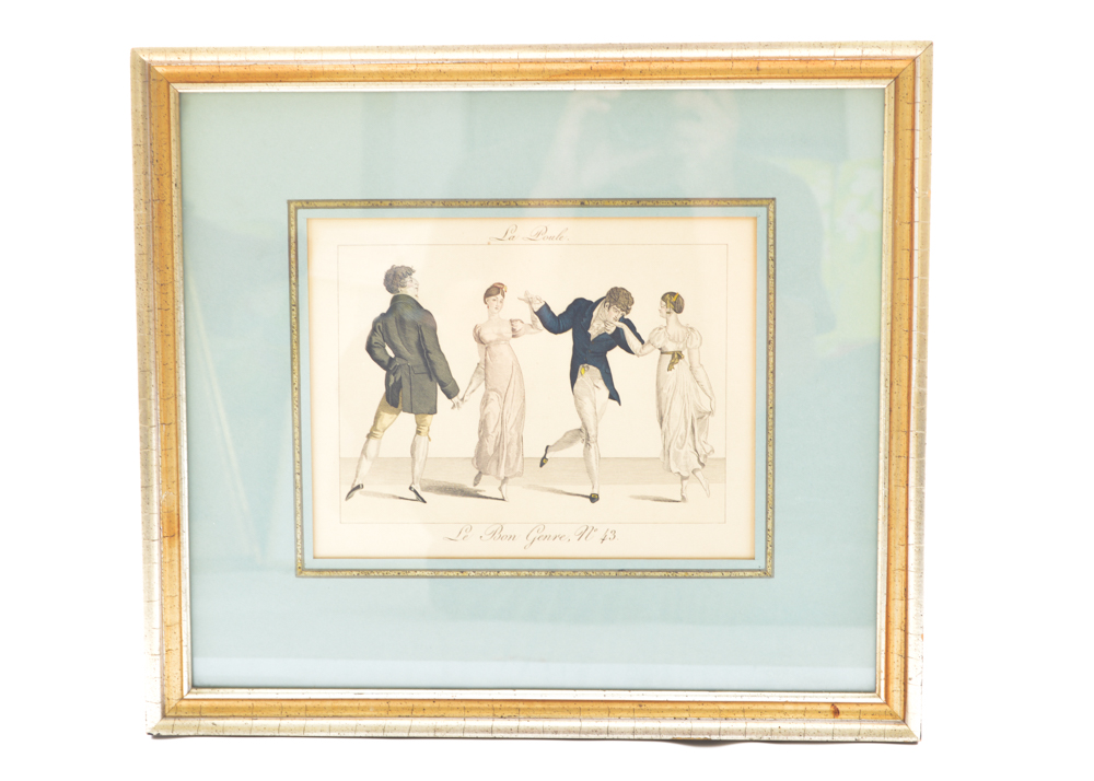 Antique Colored Copperplate Engraving "Le Bon Genre No. 43"