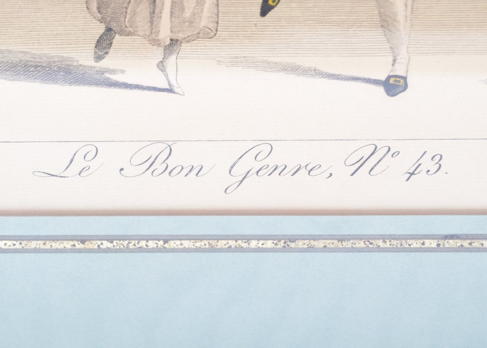 Antique Colored Copperplate Engraving "Le Bon Genre No. 43"