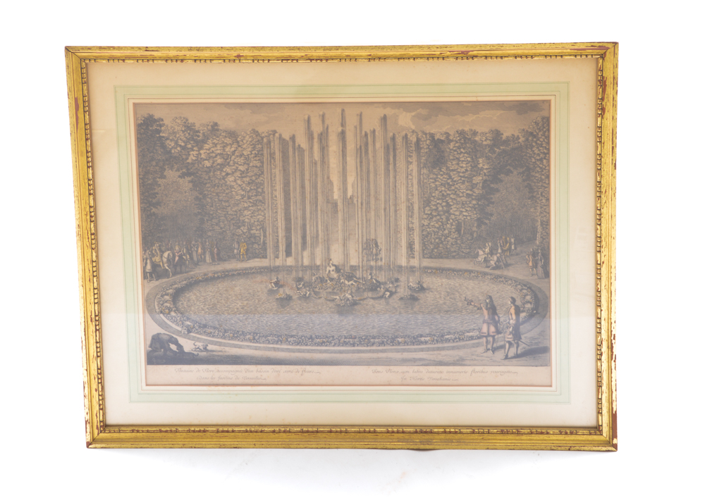"Fontaine de Flore" Framed Lithograph Dated 1680
