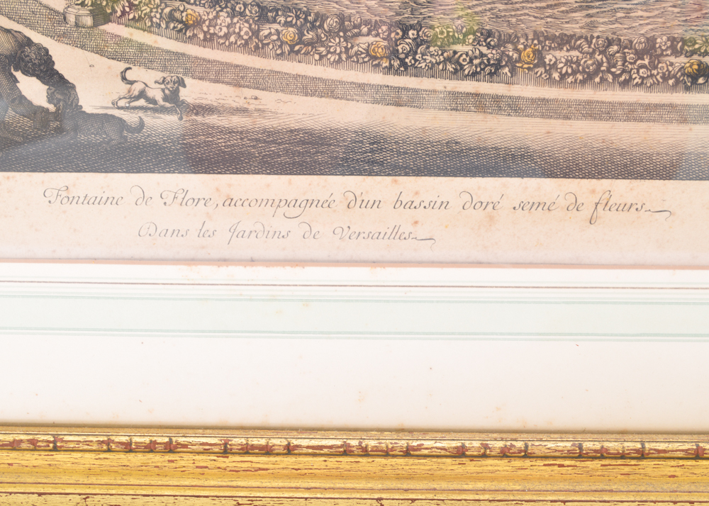 "Fontaine de Flore" Framed Lithograph Dated 1680