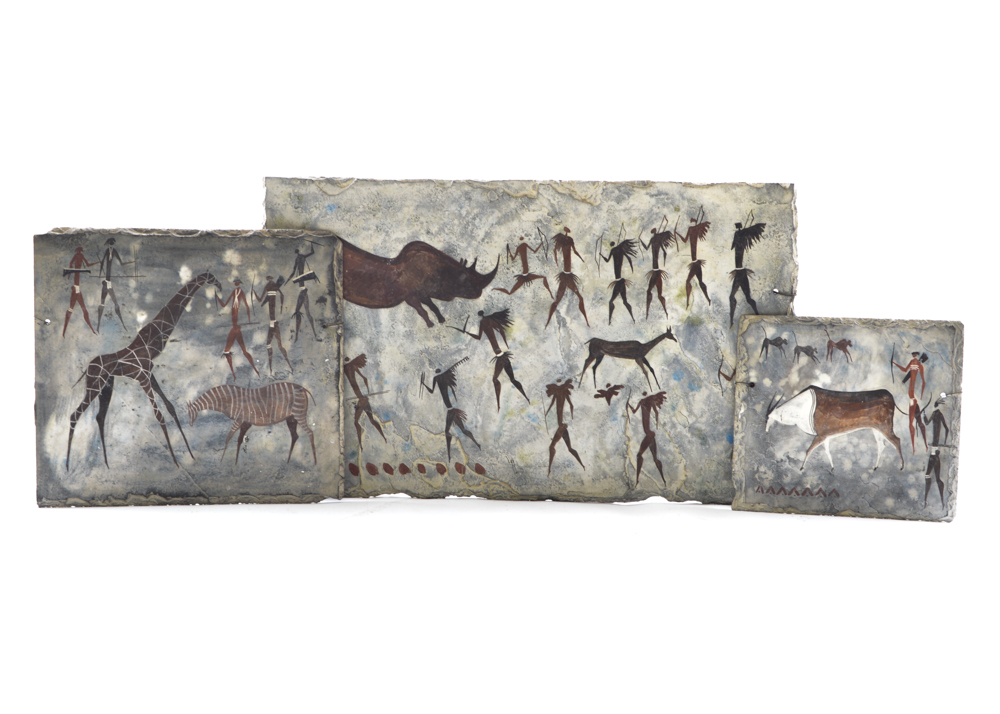 Three African Paintings on Slate