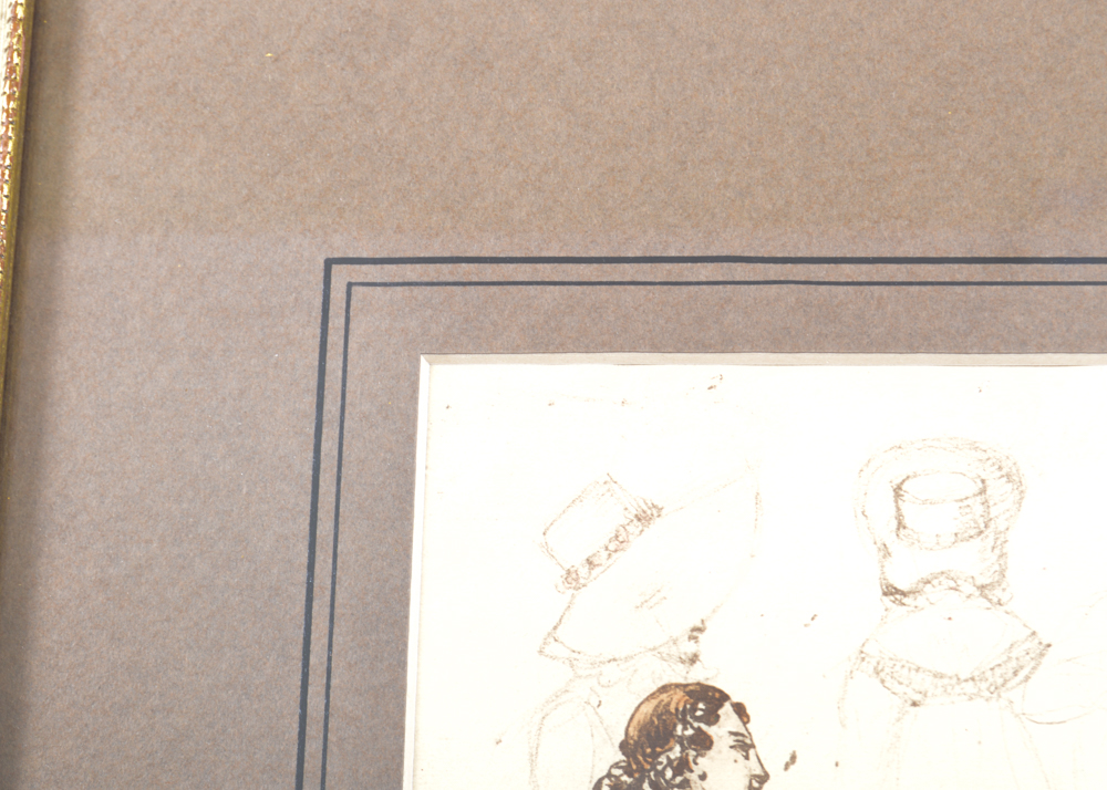 Hand-Colored Pencil and Ink Drawing of Le Bon Genre No. No. 94