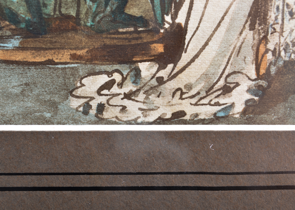 Hand-Colored Pencil and Ink Drawing of Le Bon Genre No. No. 94