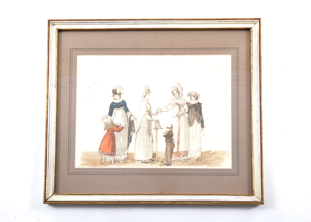 Hand-Colored Ink Drawing of "Le Bon Genre No. 85"