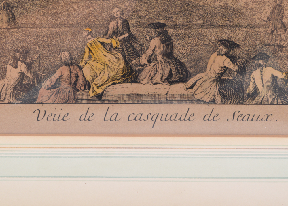 Hand-Tinted Steel Plate Etching of Fountain by Jacques Rigaud