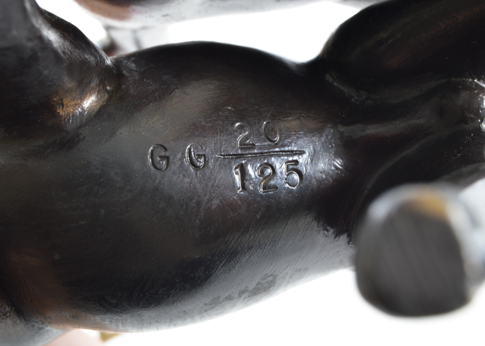 Brass Signed and Numbered Stag and Doe Statuette