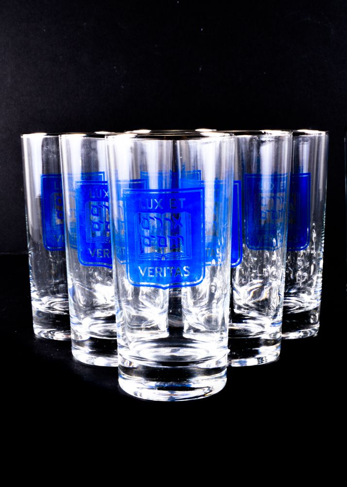 Judaica-Related Harvard and Yale Barware with Felt Pennant