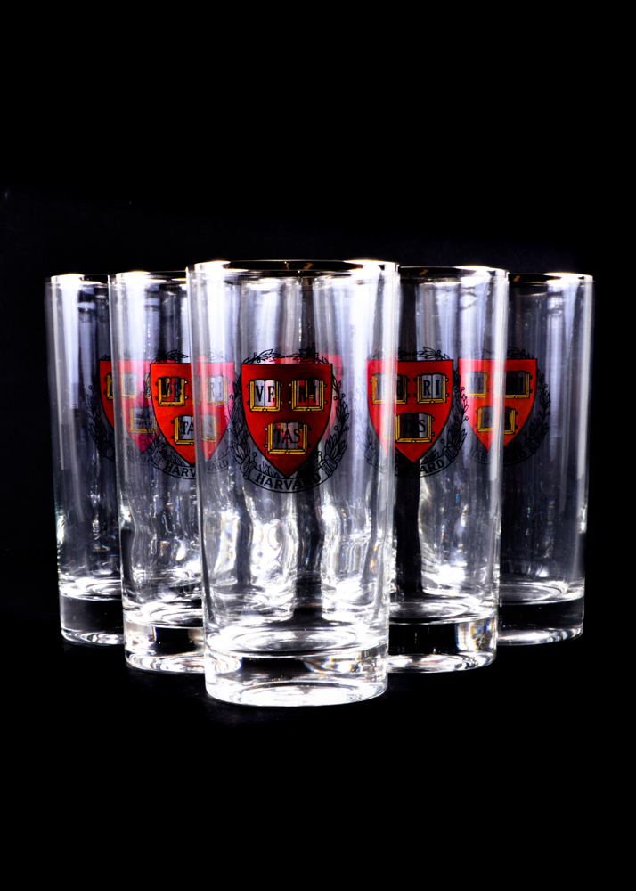 Judaica-Related Harvard and Yale Barware with Felt Pennant