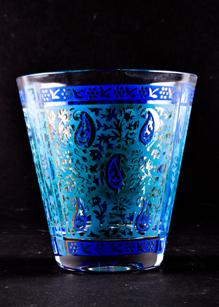 Georges Briard Blue Paisely Rocks Glasses