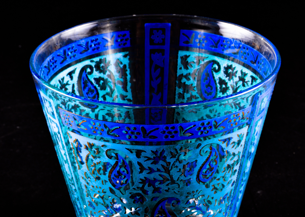 Georges Briard Blue Paisely Rocks Glasses