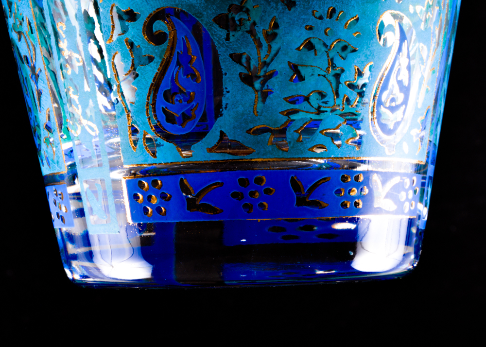 Georges Briard Blue Paisely Rocks Glasses