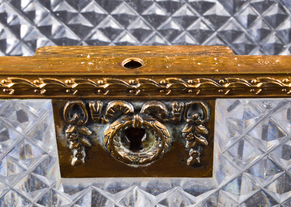 Two Decorative Brass, Crystal and Malachite Vanity Boxes