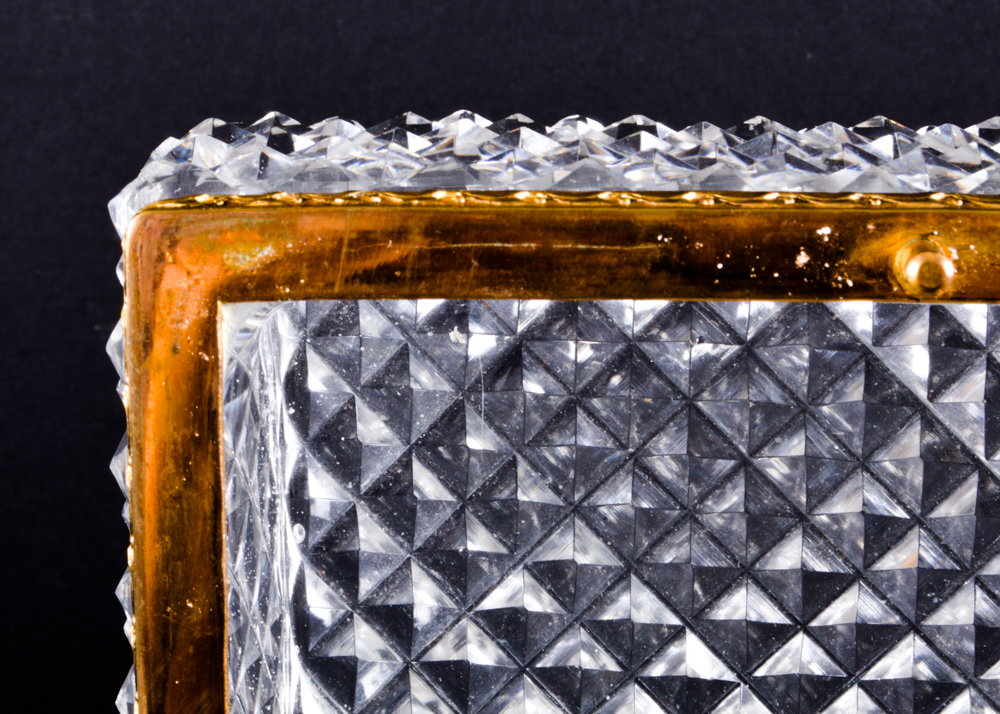 Two Decorative Brass, Crystal and Malachite Vanity Boxes