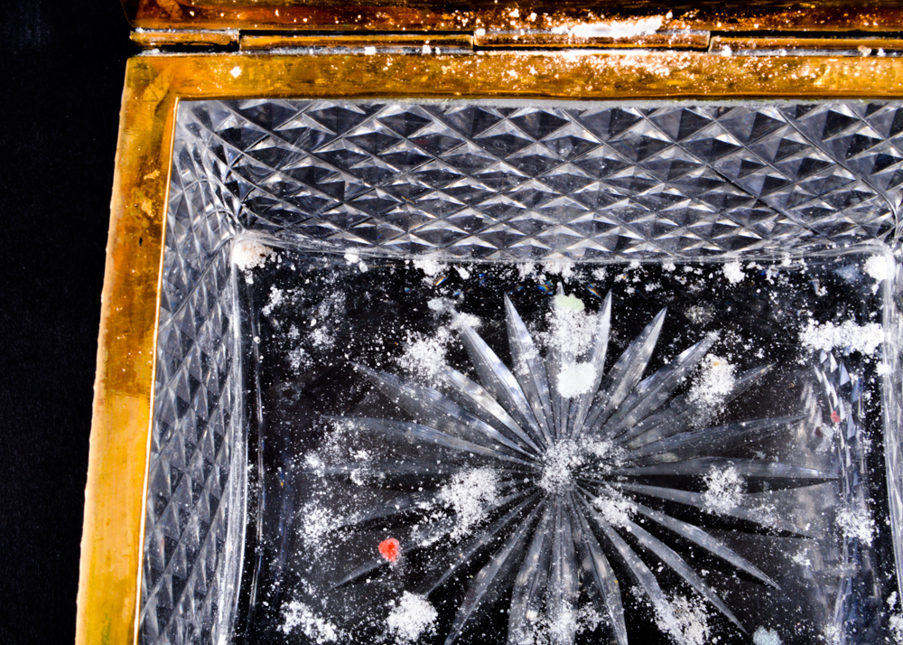 Two Decorative Brass, Crystal and Malachite Vanity Boxes