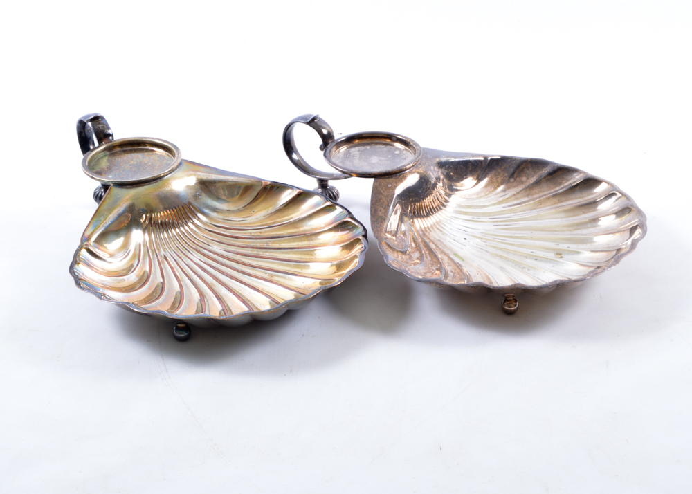 Silver Plated Shell Motif Serving Pieces