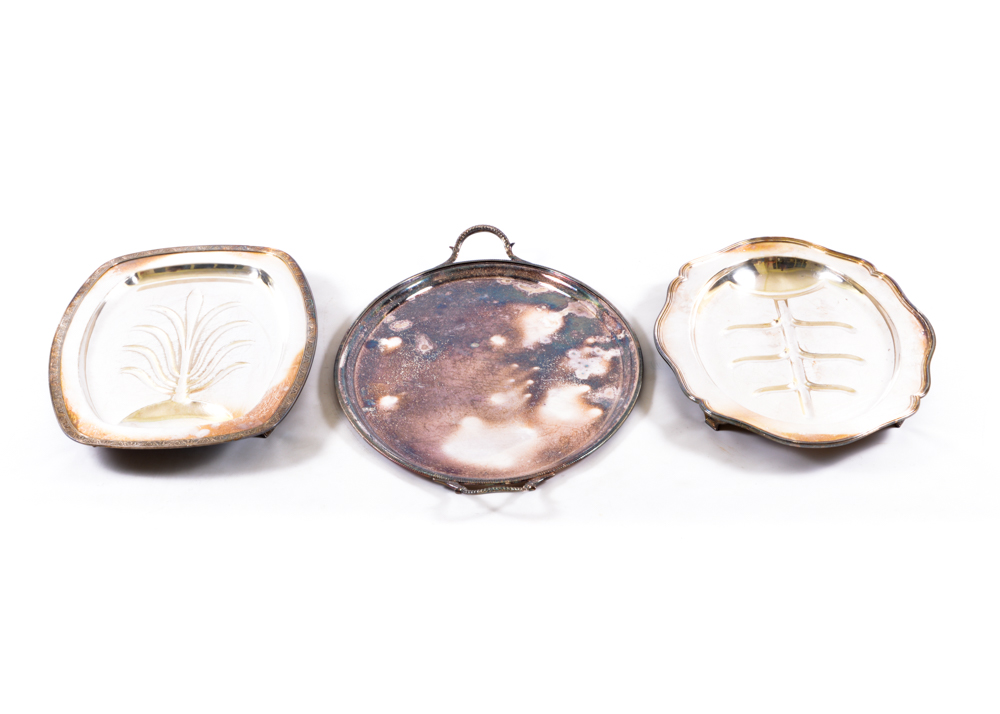 Three Silver Plated Serving Platters