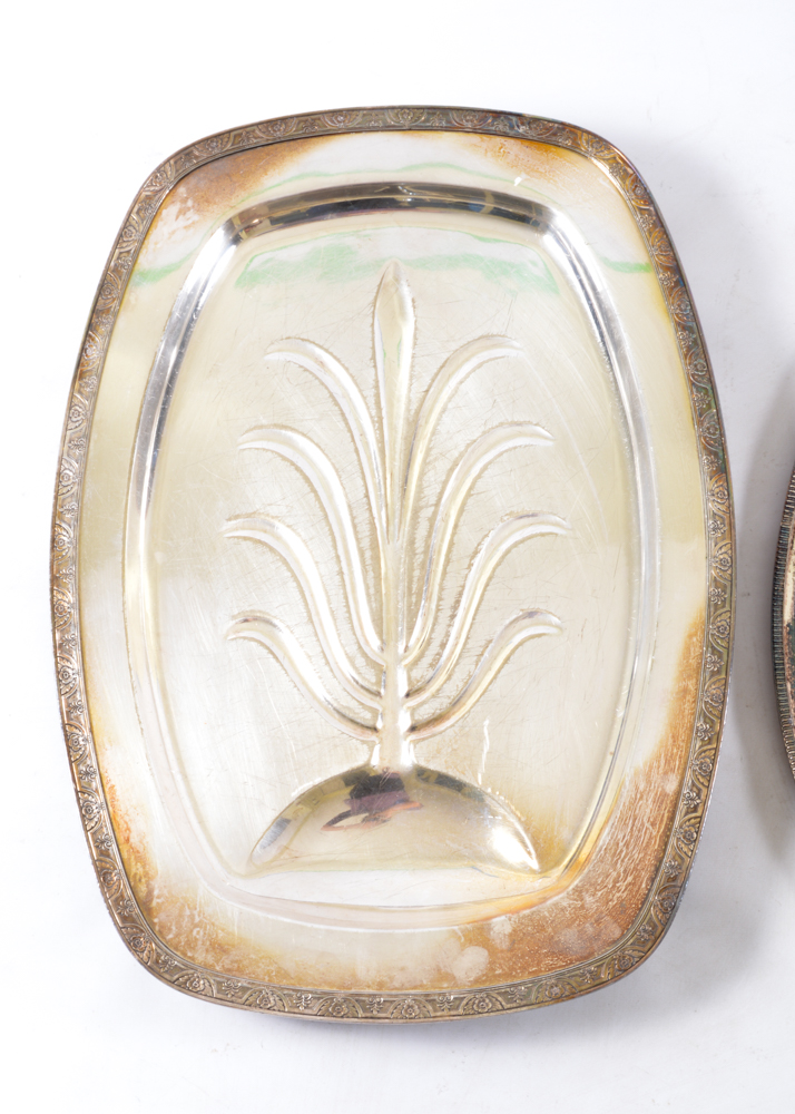 Three Silver Plated Serving Platters