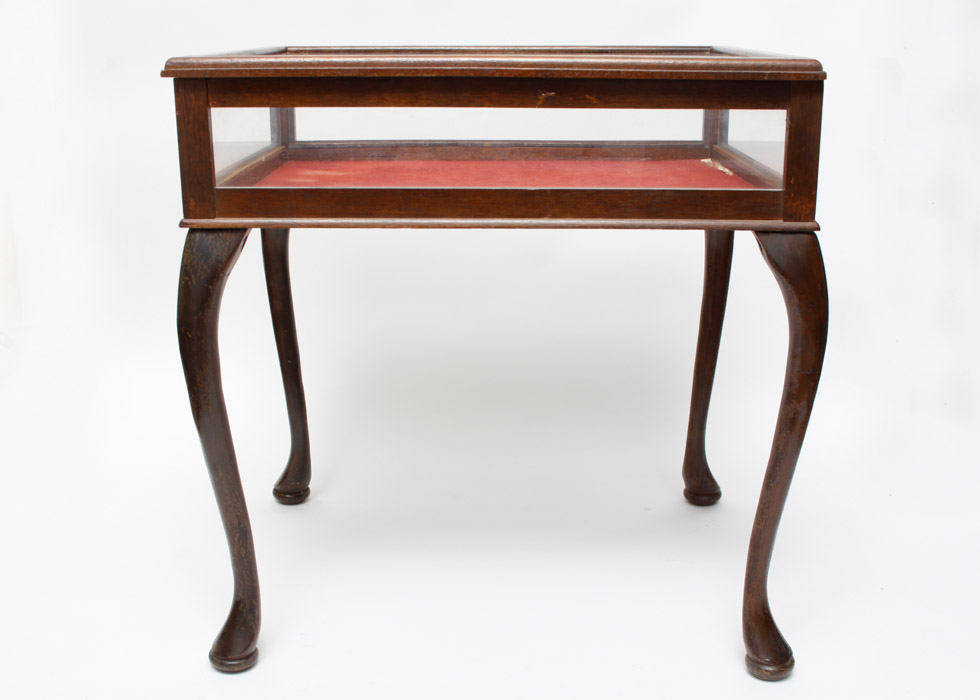 Cherry Curio Display Glass Top End Table