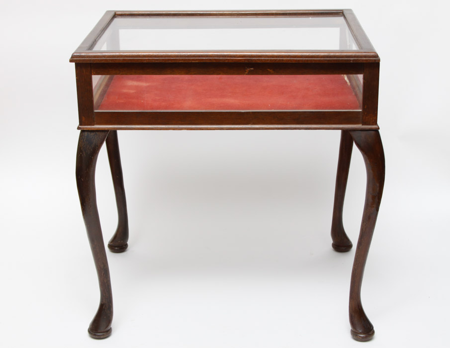 Cherry Curio Display Glass Top End Table