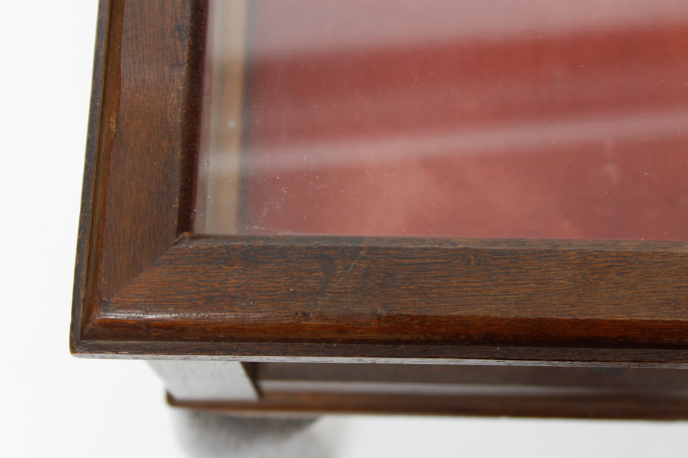 Cherry Curio Display Glass Top End Table