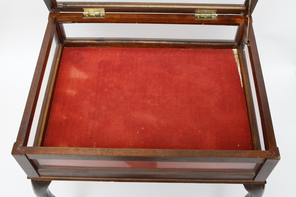 Cherry Curio Display Glass Top End Table