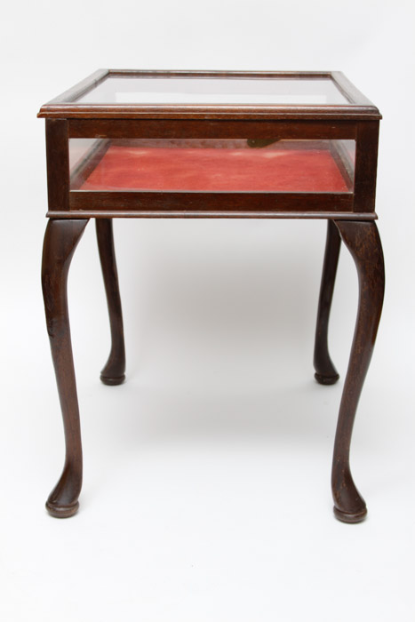 Cherry Curio Display Glass Top End Table