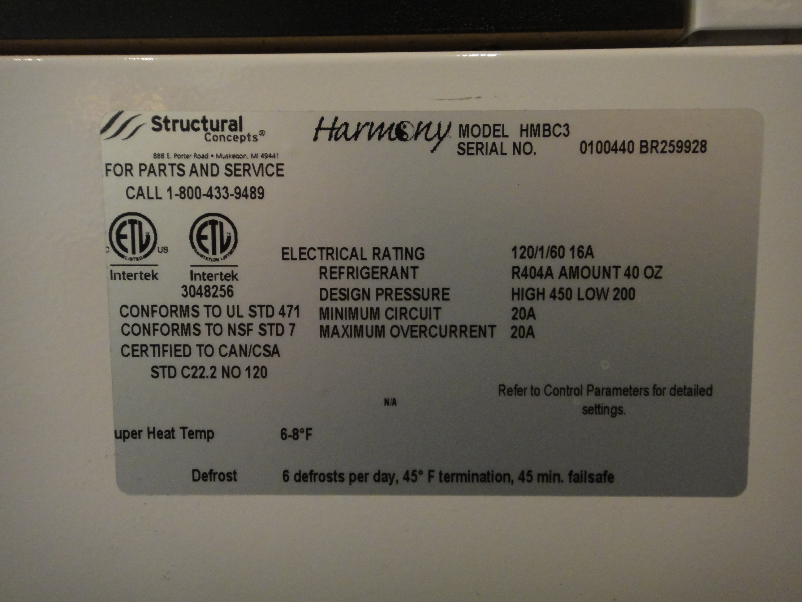 Harmony Merchandiser Refrigerated Self Serve Model No. HMBC3