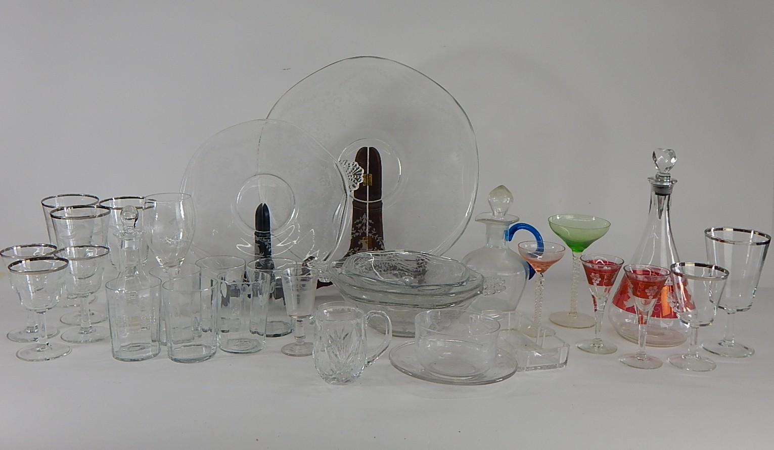 Vintage Etched Crystal and Stemware